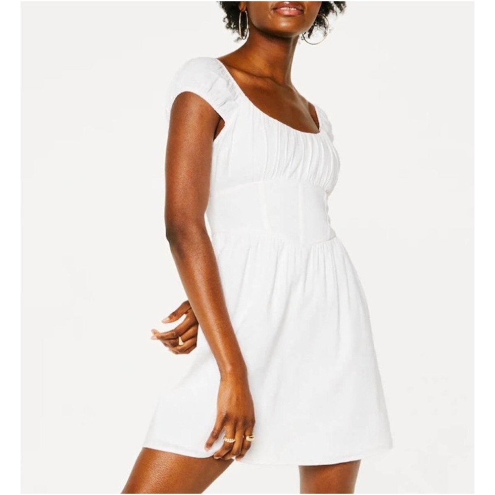 Hollister, NWT, White Cottagecore Dress Square Neckline Short Sleeve‎ Mini Dress